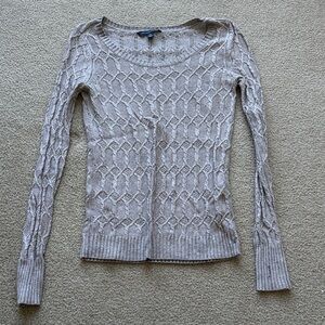 American Eagle Outfitters Gray Cable Knit Sweater